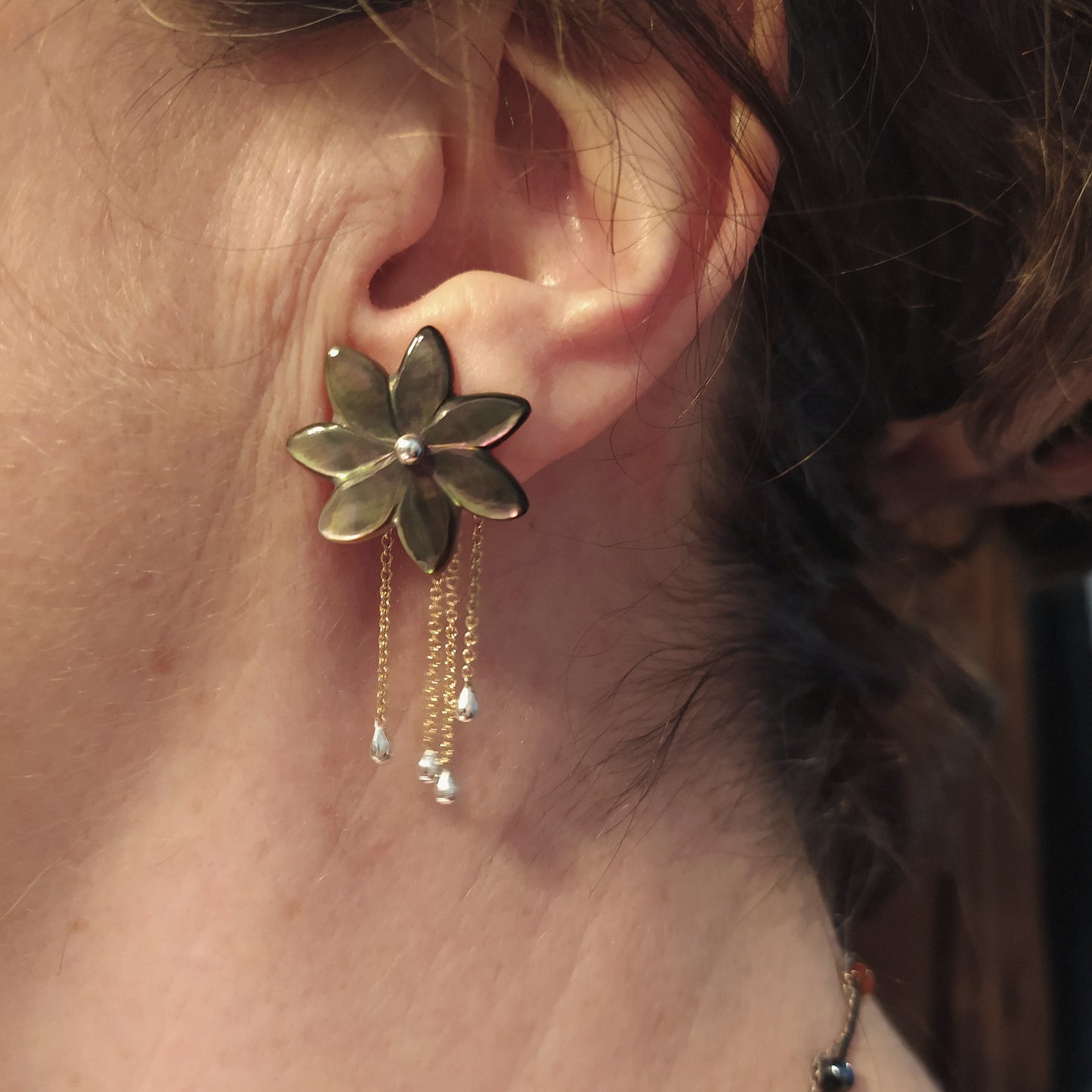 Boucles d'oreilles fleurs de nacre
