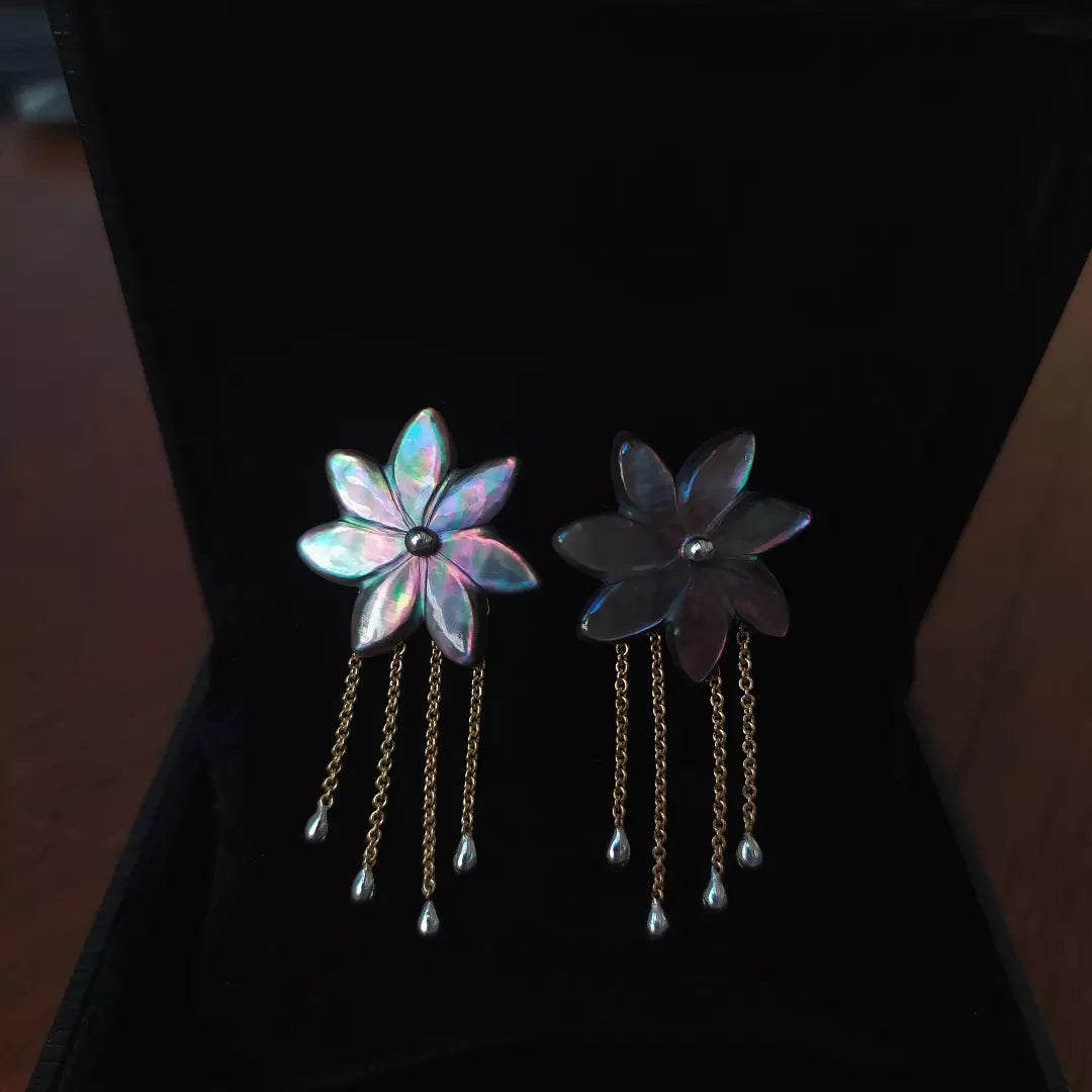 Boucles d'oreilles fleurs de nacre