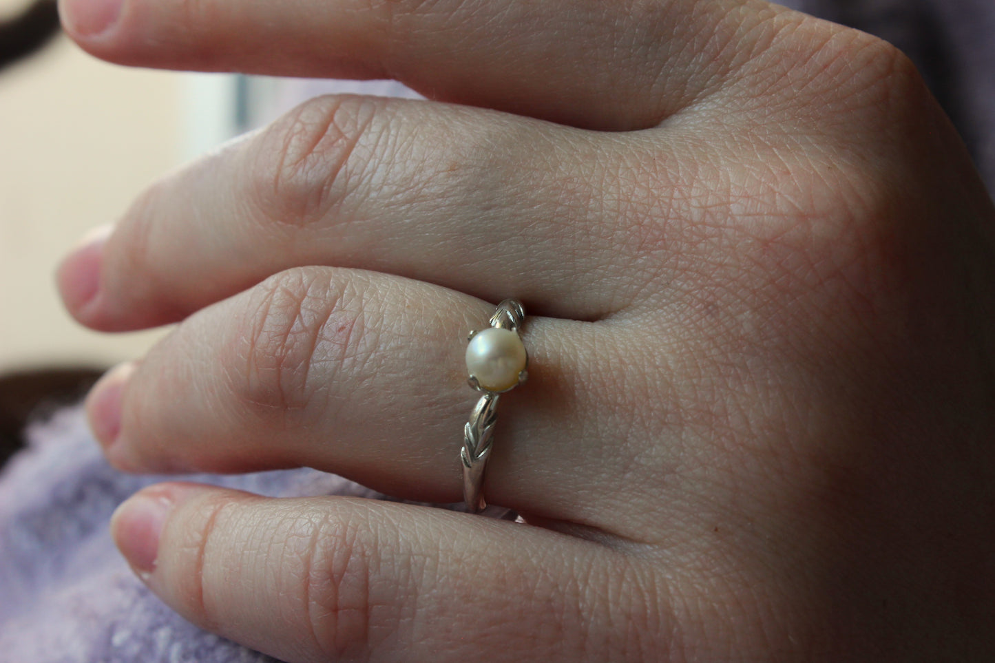 Bague perle couronne de laurier