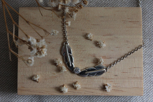 Collier feuilles d'argent