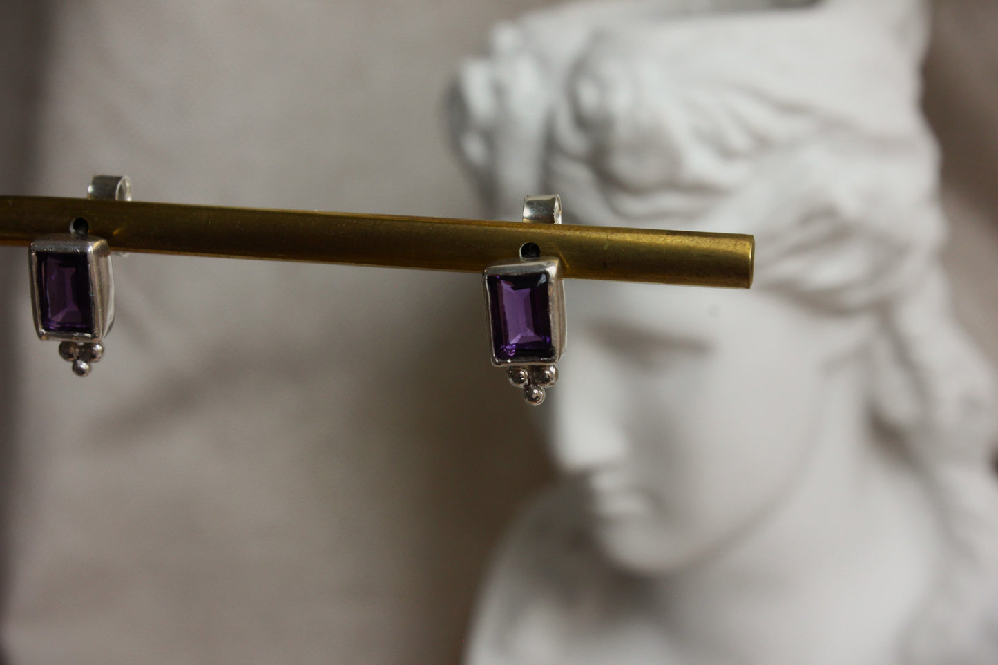 Boucles d'oreille en argent et améthyste