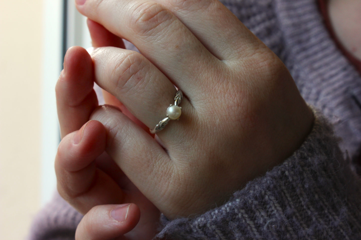 Bague perle couronne de laurier